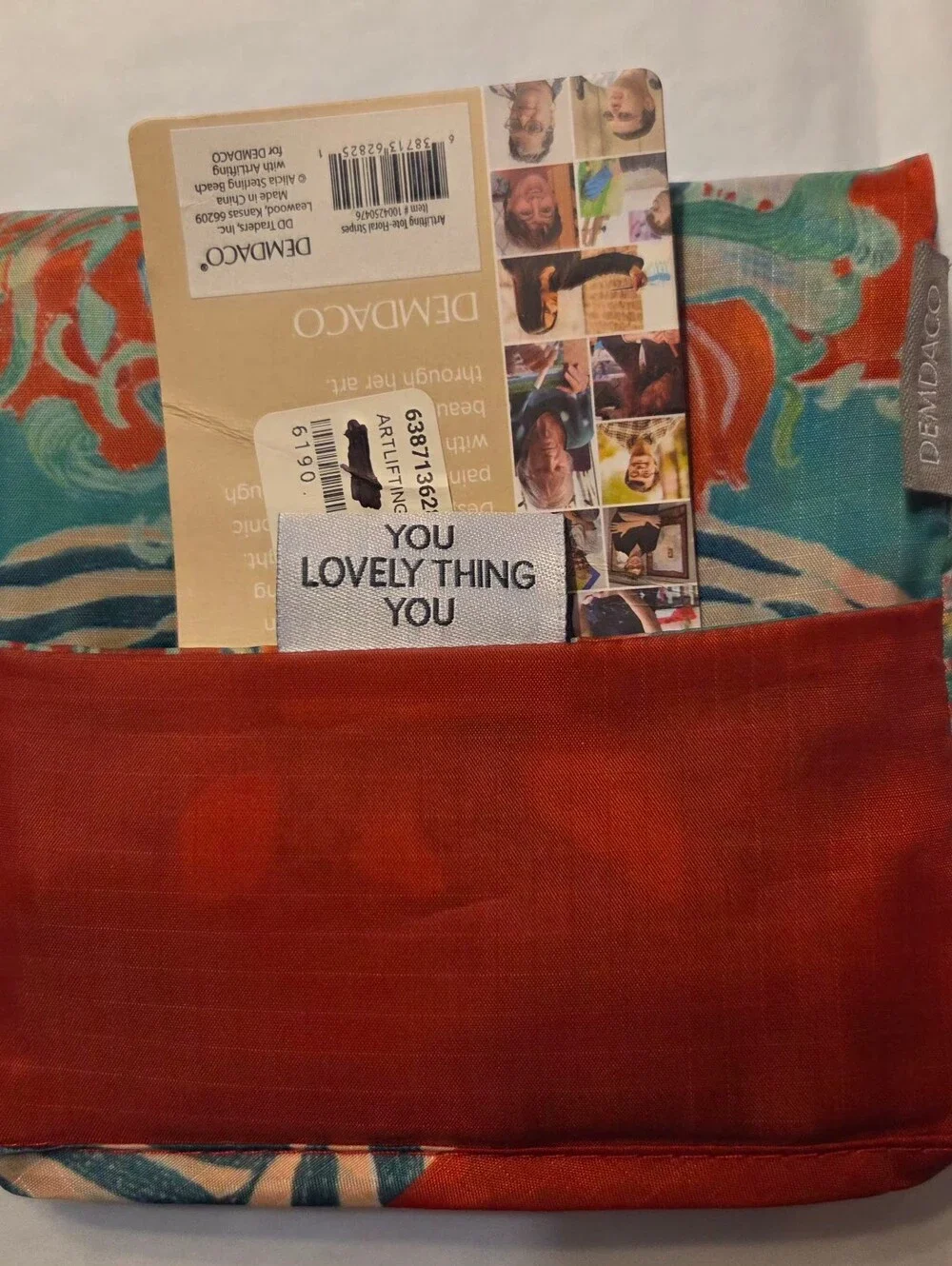 ​DEMDACO ArtLifting Floral Stripes Foldable Tote Bag Alicia Sterling Beach